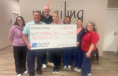 FIRST BANK OF BERNE DONATES TO UNFAILING LOVE